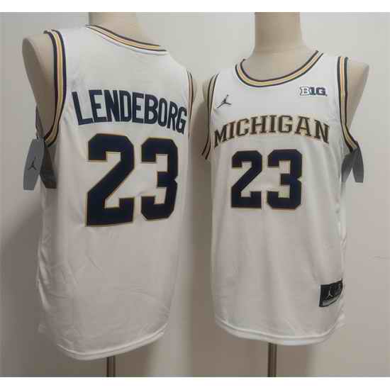 Men Michigan Wolverines 23 Yaxel Lendeborg White 2025 Vapor Limited Stitched Football Jersey