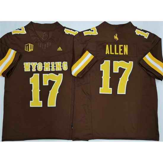Men Wyoming Cowboys 17 Josh Allen Brown 2026 F U S E  Stitched College Football Jersey