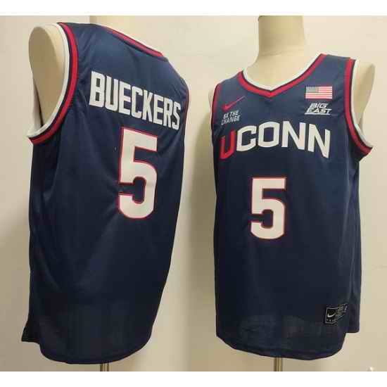 Men UConn Huskies #5 Paige Bueckers Navy White Stitched Basketball Jersey