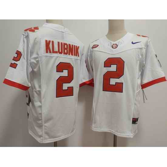 Men Clemson Tigers White #2 Cade Klubnik Stitched F U S E NCAA Jersey II