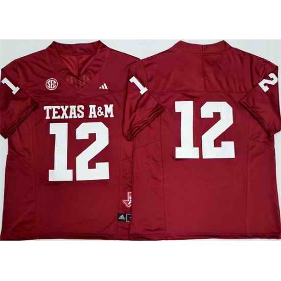 Men Texas A 26M Aggies Lions 12 Premier Strategy Red 2025 F U S E  Stitched Jersey