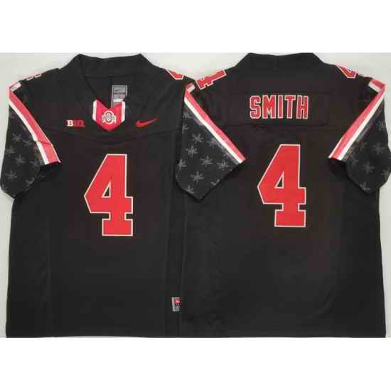 Men Ohio State Buckeyes Black # 4 Jeremiah Smith Black Stitched F U S E NCAA Jersey