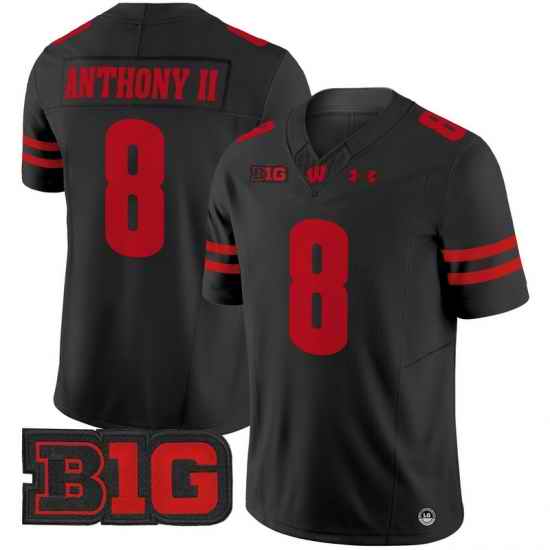 Men Youth Wisconsin Badgers 8 Vinny Anthony II Black 2024 Vapor Limited Jersey All Stitched