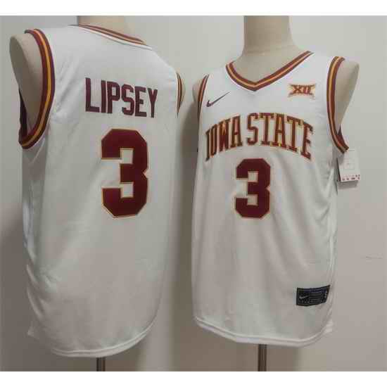 Men Iowa State Cyclones 3 Tamin Lipsey White 2025 Vapor Limited Stitched Football Jersey