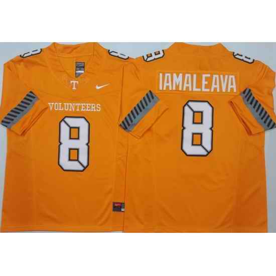 Men Tennessee Volunteers Orange #8 Nico IAMALEAVA White F U S E Stitched NCAA Jersey