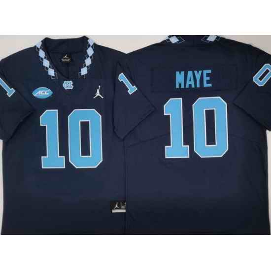 Men North Carolina Tar Heels #10 Drake Maye Navy Stitched NCAA Jersey