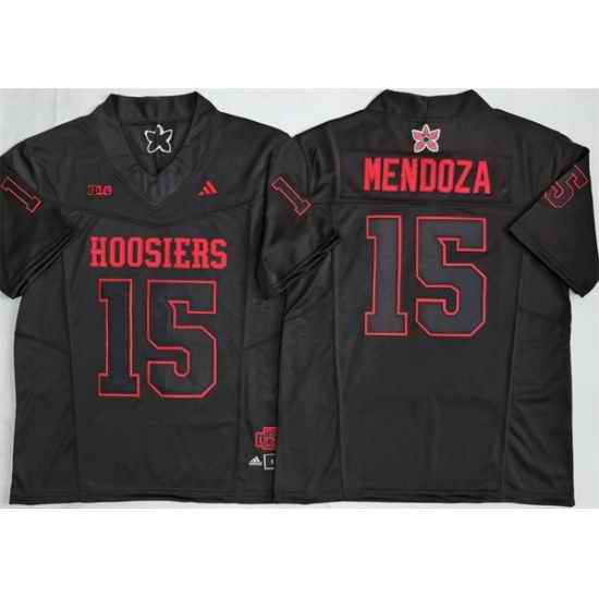 Men Indiana Hoosiers 15 Fernando Mendoza Black F U S E  Stitched Basketball Jersey