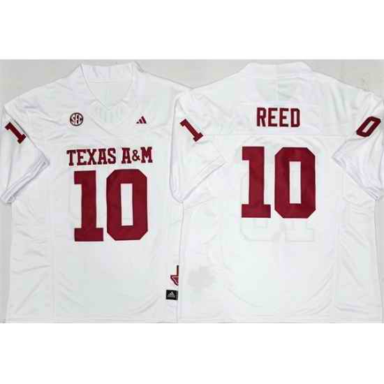 Men Texas A 26M Aggies Lions 10 Marcel Reed White 2025 F U S E  Stitched Jersey