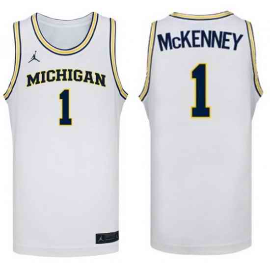 Men Michigan Wolverines Trey Mckenney White #1 NCAA Basketball Jersey