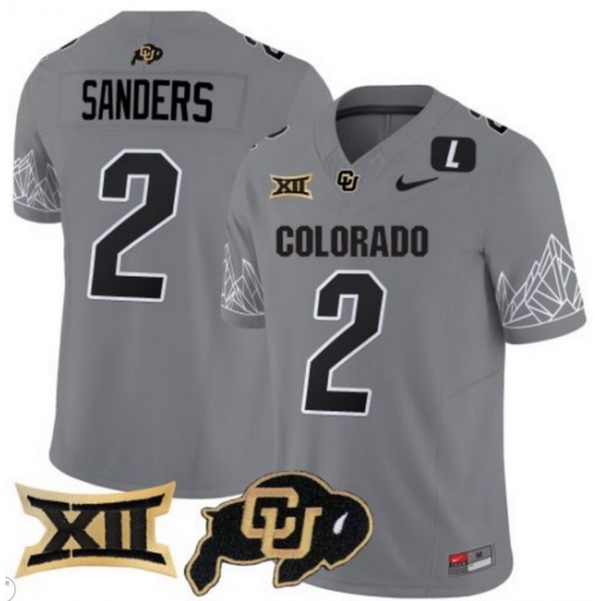 Men Colorado Buffaloes #2 Shedeur Sanders Gray Vapor Limited Stitched Football Jersey
