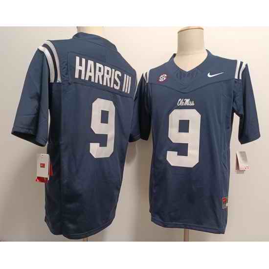 Ole Miss Rebels #9 Tre Harris III Navy F U S E Jersey