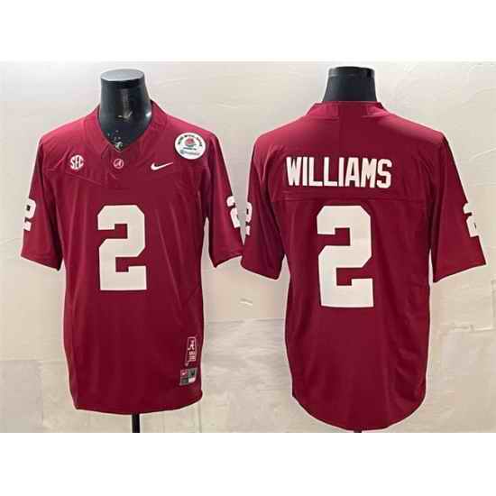 Men Alabama Crimson Tide 2 Ryan Williams Red F U S E  With Patch Stitched Football Jersey