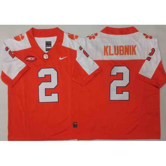 Men Clemson Tigers Orange White #2 Cade Klubnik Stitched F U S E NCAA Jersey