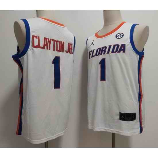 Men Florida Gators #1 Walter Clayton Jr. White Stitched Basketball NCAA Jersey
