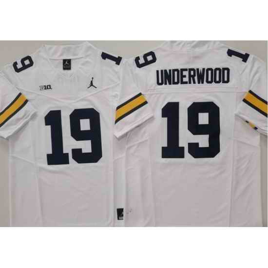 Men Michigan Wolverines #19 Bryce Underwood White Stitched NCAA Jersey