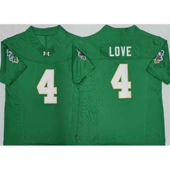 Men Notre Dame Fighting Irish 4 Jeremiyah Love Green 2026 F U S E Limited Stitched Jersey