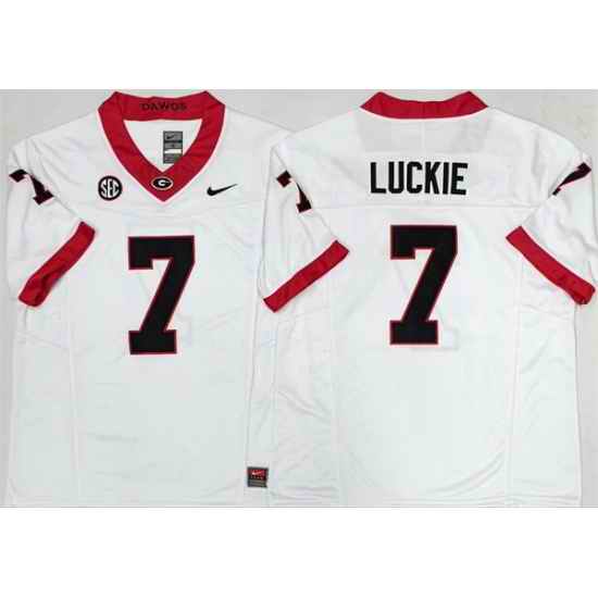Georgia Bulldogs 7 Lawson Luckie White 2025 F U S E  Stitched Jersey