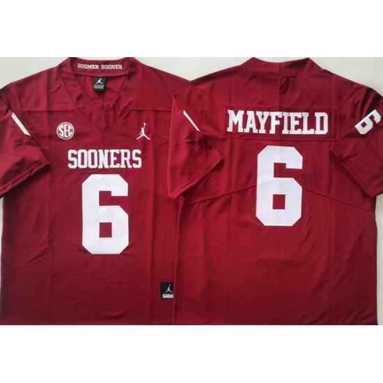 Men Oklahoma Sooners #6 Mayfield Red Stitched NCAA Jersey