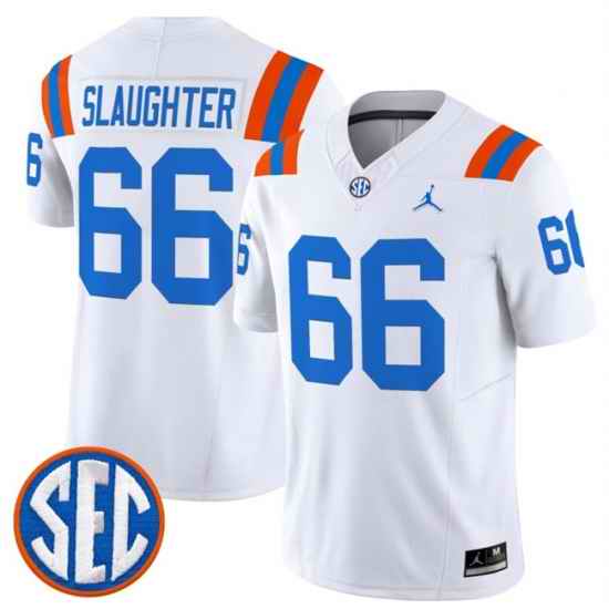 Men Florida Gators  66 Jake Slaughter White  1960s Throwback  F U S E  Vapor Limited Stitched Football Jersey