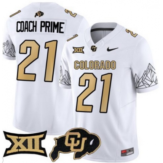 Men Colorado Buffaloes #21 Coach Prime White Vapor Limited Stitched Football Jersey