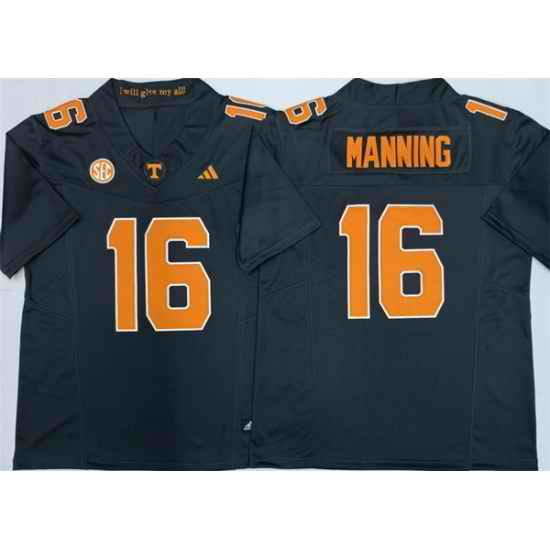 Men Tennessee Volunteers 16 Peyton Manning Black 2026 F U S E Stitched Jersey