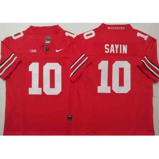 Men Ohio State Buckeyes #10 Julian Sayin Red Stitched F U S E NCAA Jersey II