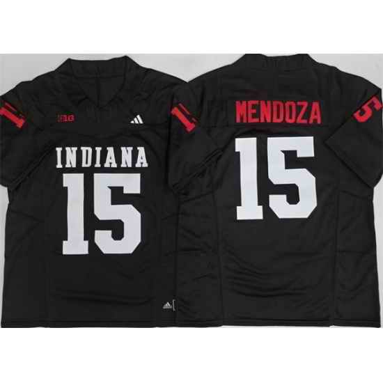 Men Indiana Hoosiers 15 Fernando Mendoza Black F U S E Stitched Basketball Jersey