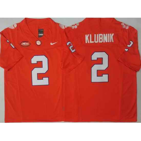 Men Clemson Tigers Orange #2 Cade Klubnik Stitched F U S E NCAA Jersey