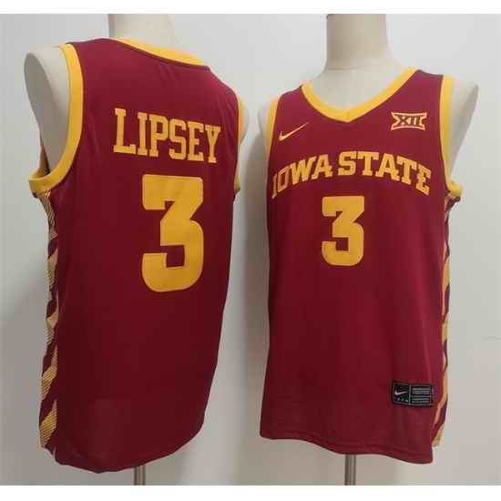 Men Iowa State Cyclones 3 Tamin Lipsey Maroon Stitched Jersey