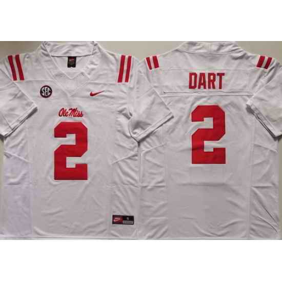 Men Ole Miss Rebels White #2 Jaxson Dart white Stitched NCAA Jersey