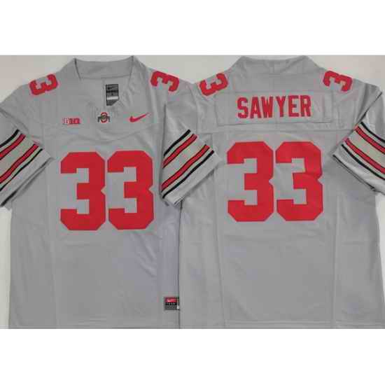 Men Ohio State Buckeyes #33 Jack Sawyer Gray Stitched NCAA Jersey