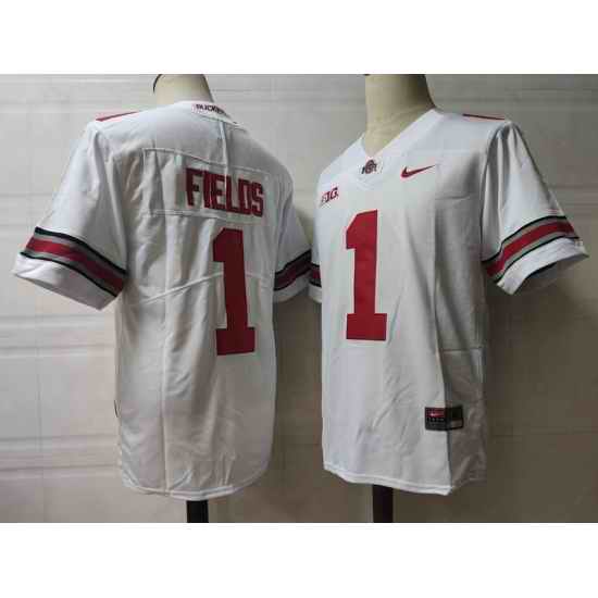 Men Ohio State Buckeyes #1 Justin Fields White 2023 F U S E NCAA Stitched Football Jersey