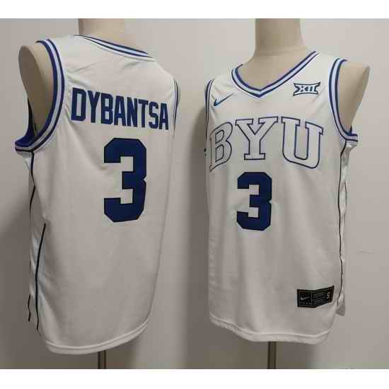 Men BYU Cougars Nike #3 AJ Dybantsa White Sttiched Basketball Jersey