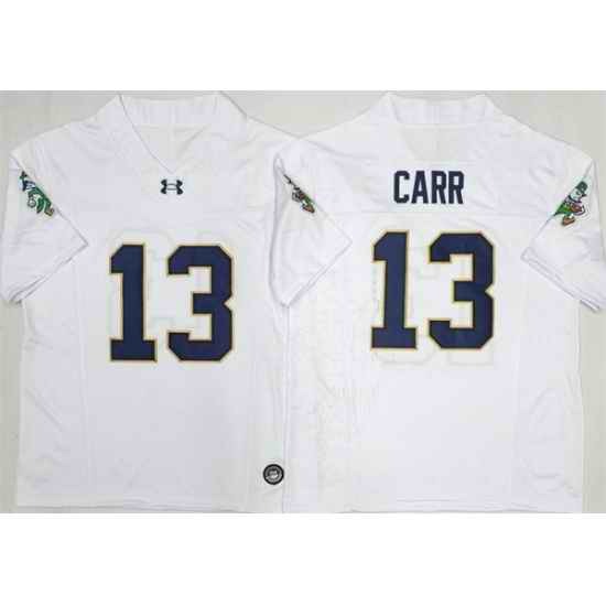 Men Notre Dame Fighting Irish 13 Riley Leonard White F U S E Limited Stitched Jersey