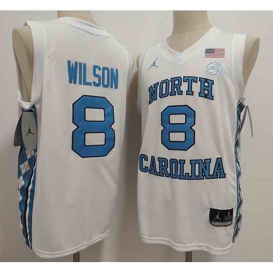 Men North Carolina #8 Caleb Wilson Basketball White Stitched Jersey