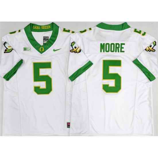 Men Oregon Ducks 5 Dakorien Moore White 2026 F U S E  Stitched Jersey