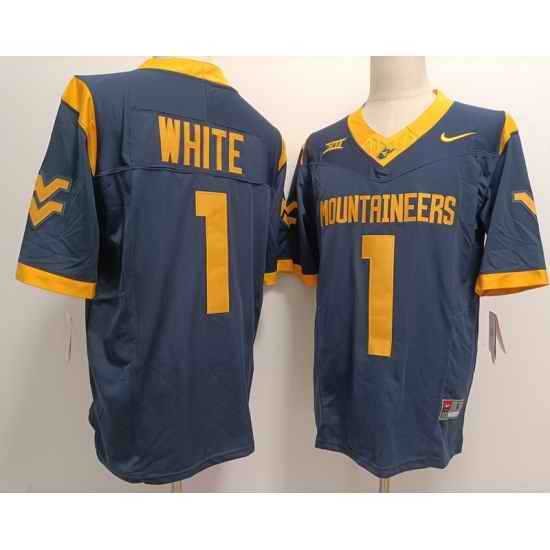 West Virginia Mountaineers #1 Jahiem White Navy