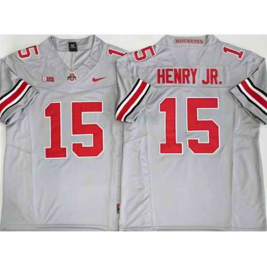 Men Ohio State Buckeyes 15 Chris Henry Jr Grey 2025 F U S E Limited Stitched Jersey