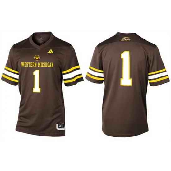 Men Western Michigan Broncos 1 Brown Stitched Football Jersey