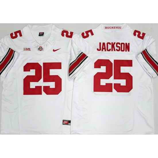 Men Ohio State Buckeyes 25 Lamar Bo Jackson White 2025 F U S E  Limited Stitched Jersey