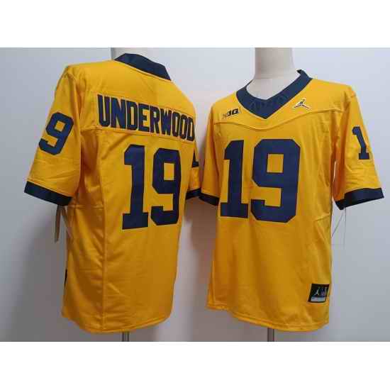 Michigan Wolverines #19 Bryce Underwood Yellow Stitched NCAA Football Jersey