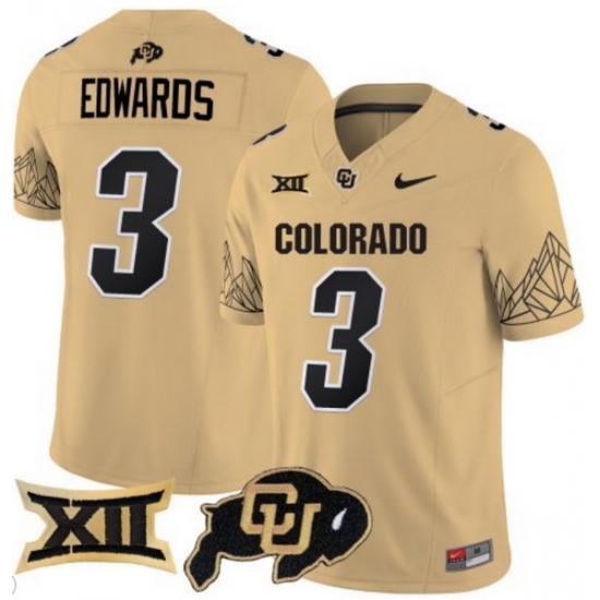 Men Colorado Buffaloes #3 Dylan Edwards Gold Vapor Limited Stitched Football Jersey