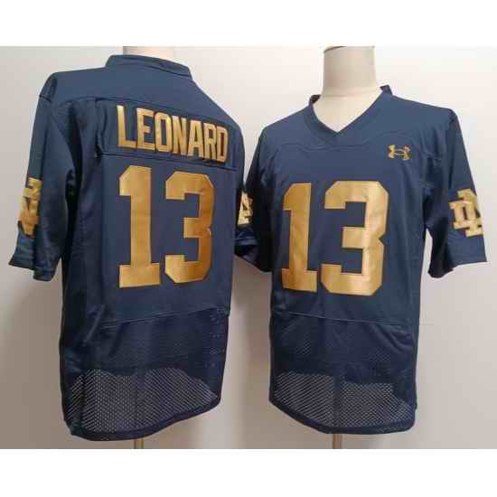 Notre Dame Fighting Irish #13 Riley Leonard Navy With Name