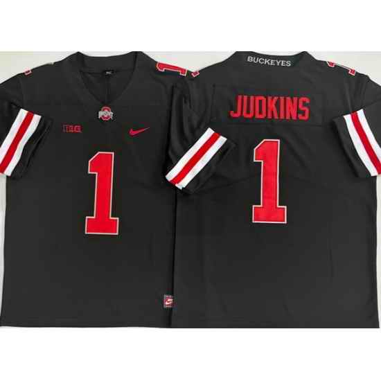 Men Ohio State Buckeyes #1 Quinshon Judkins Black Stitched NCAA Jersey