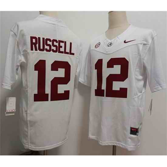 Men Alabama Crimson Tide 12 Keelon Russell White 2026 F U S E Stitched Football Jersey
