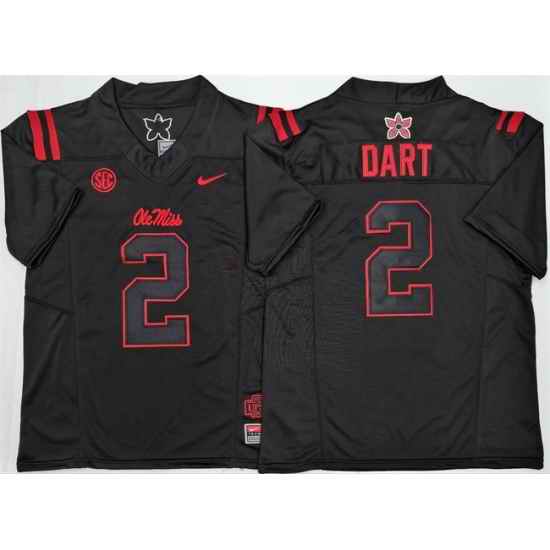 Men Ole Miss Rebels 2 Jaxson Dart Black 2025 F U S E  Stitched jersey