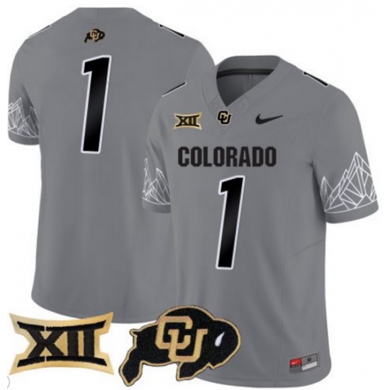 Men Colorado Buffaloes #1 Team Gray Vapor Limited Stitched Football Jersey