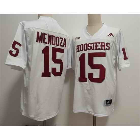 Men Indiana Hoosiers 15 Fernando Mendoza White Stitched Football Jersey