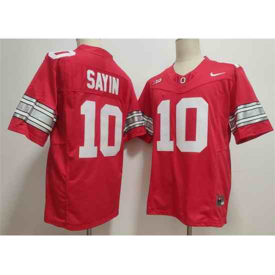 Men Ohio State Buckeyes  10 Julian Sayin Red F U S E  Limited Stitched Jersey