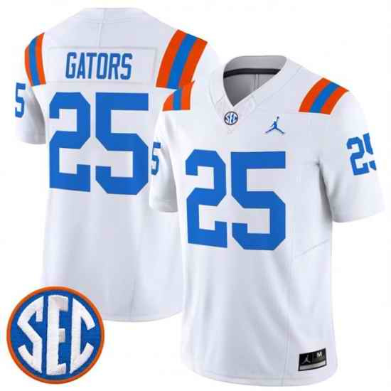 Men Florida Gators  25 Gators White  1960s Throwback  F U S E  Vapor Limited Stitched Football Jersey